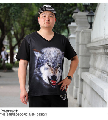 大码男装动物图案个性T恤 潮流与野性的完美结合